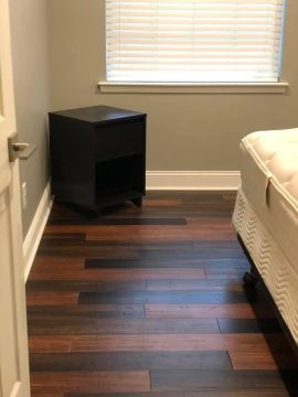 Wood flooring viewed from the bedroom door